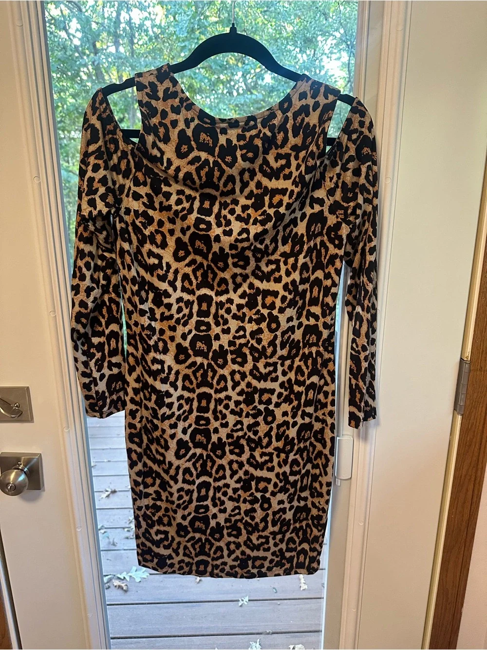 VENUS Leopard Print Cold Shoulder Bodycon Dress Size L
